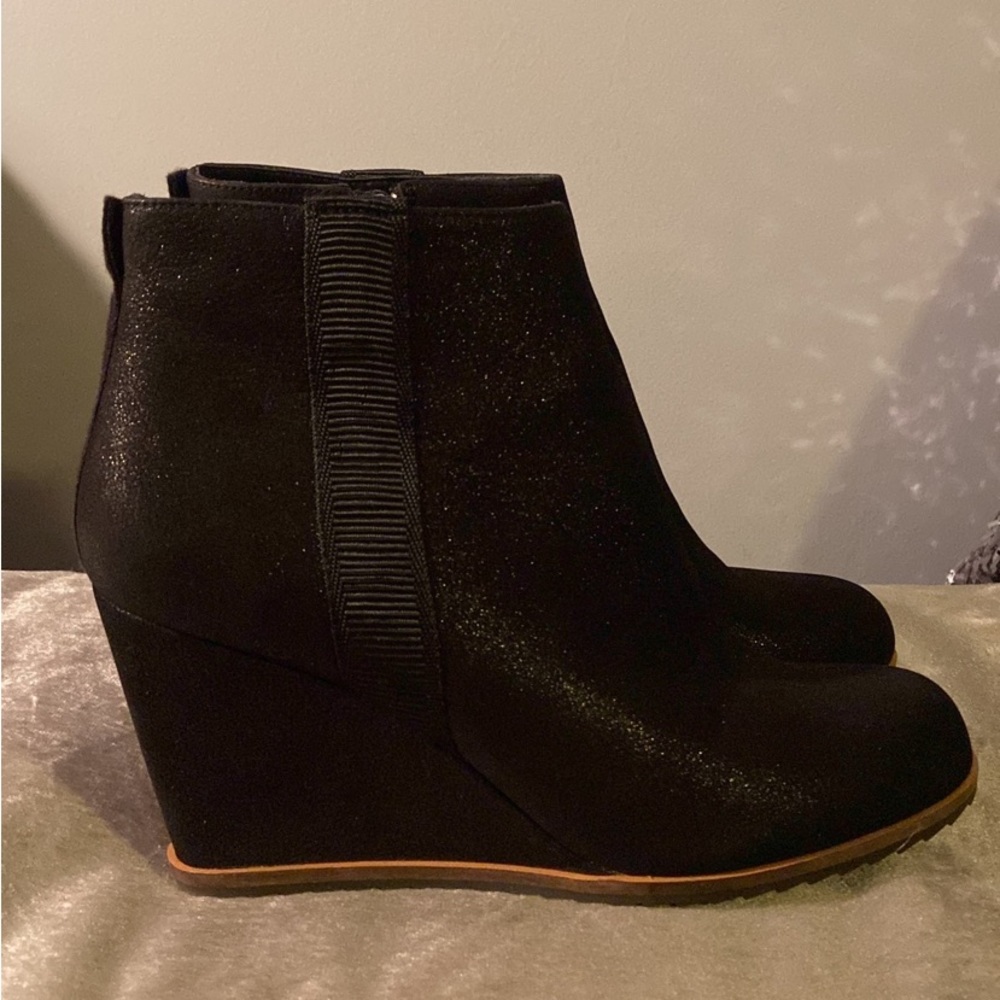 New Linea Paolo Winslet Wedge Bootie Black Size 8 - Picture 3 of 8